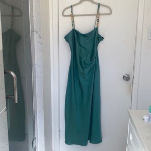 Green Zara slip dress with chain straps